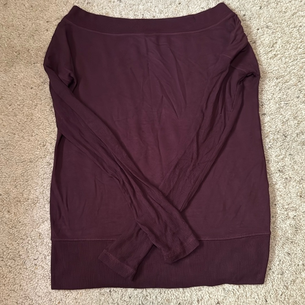 Athleta off shoulder Barrre sweater. Super soft. Size XS. Maroon.